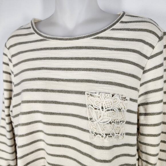 Matilda Jane Womens Classic With A Twist Top Medium Boho Cream Stripe Crochet - Picture 3 of 11